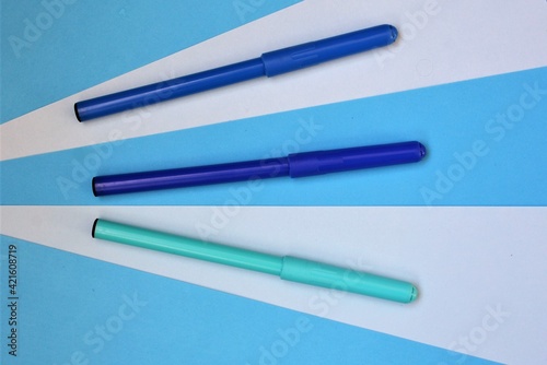 blue felt  pen on a paper