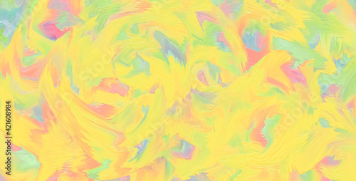 Multicolor painted background, abstract pastel pattern. Fluid art, soft paints on the wash drawing, ink texture. Smeared watercolor, stained wallpaper, light yellow color.