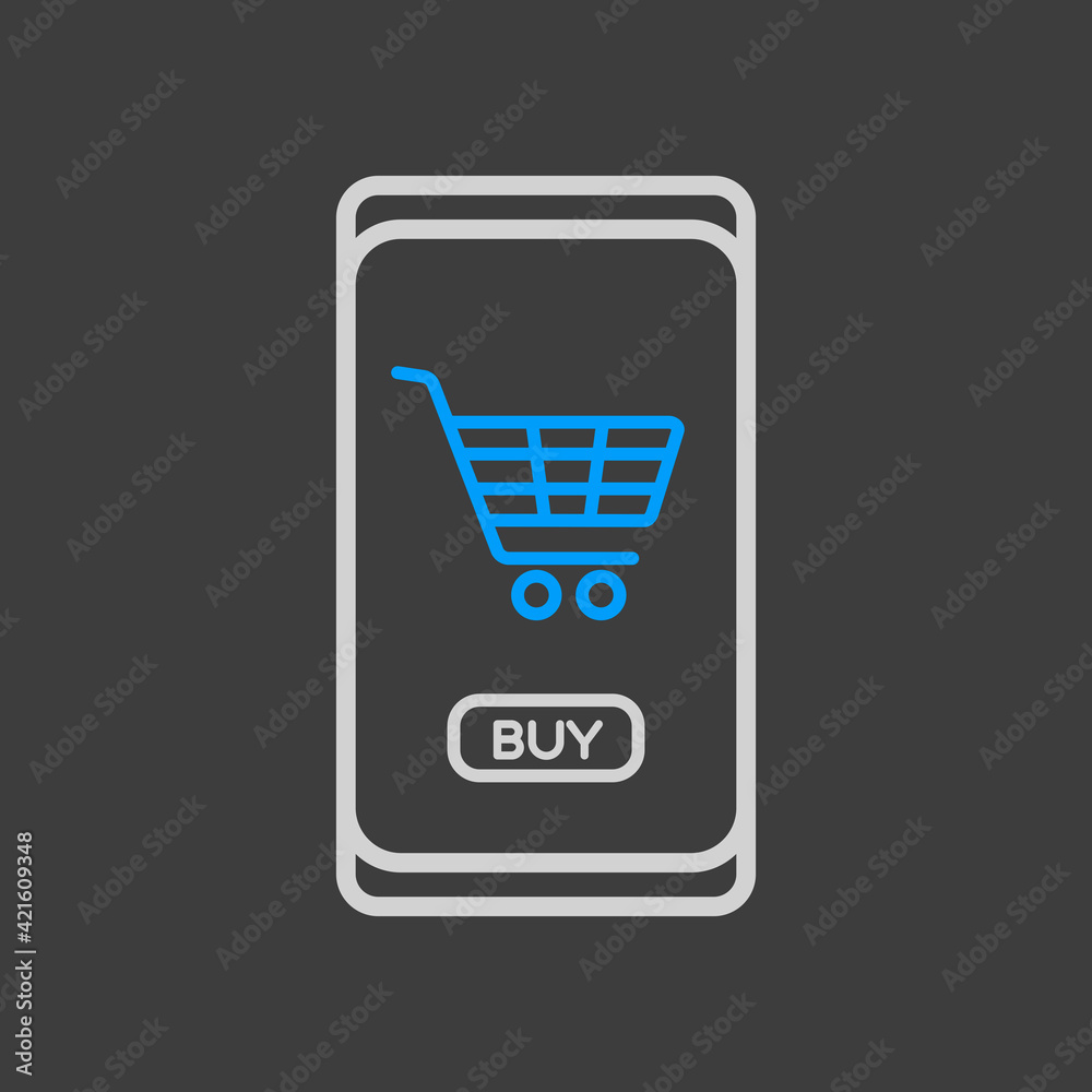 Mobile phone shopping or online shopping flat icon Mobile phone shopping or online shopping flat icon