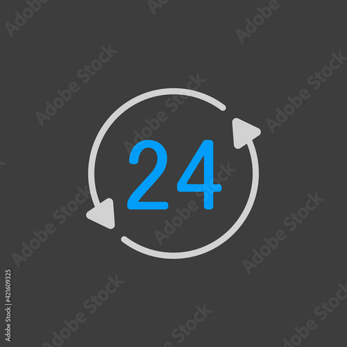 Service twenty four hours vector flat icon