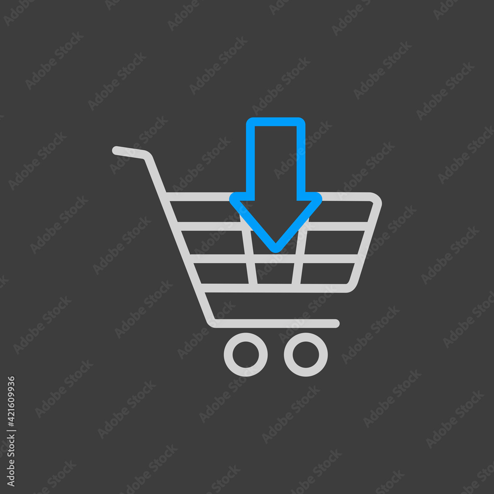 Shopping cart with an arrow vector icon Shopping cart with an arrow vector icon