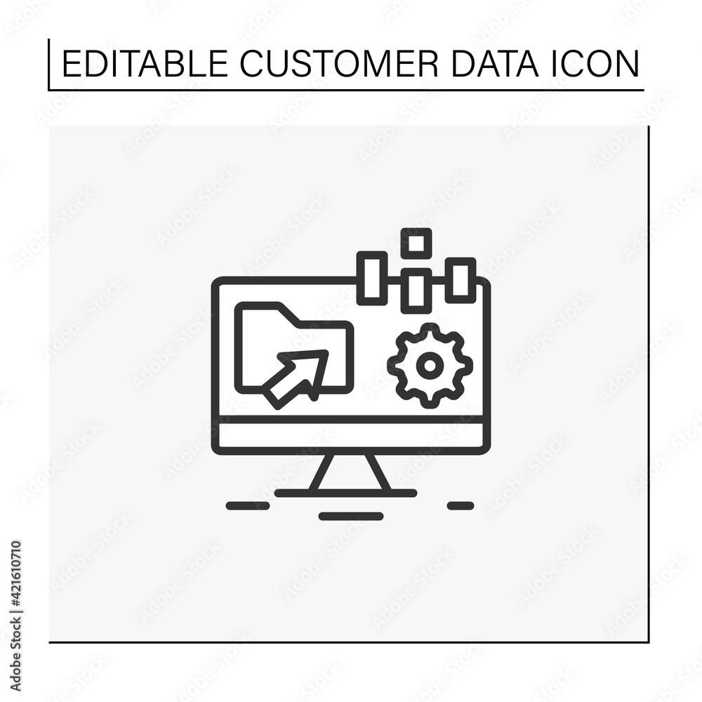 Collect data offline line icon. Apps include forms are created online and can be filled without internet access. Customer data concept. Isolated vector illustration.Editable stroke Collect data offline line icon. Apps include forms are created online and can be filled without internet access. Customer data concept. Isolated vector illustration.Editable stroke