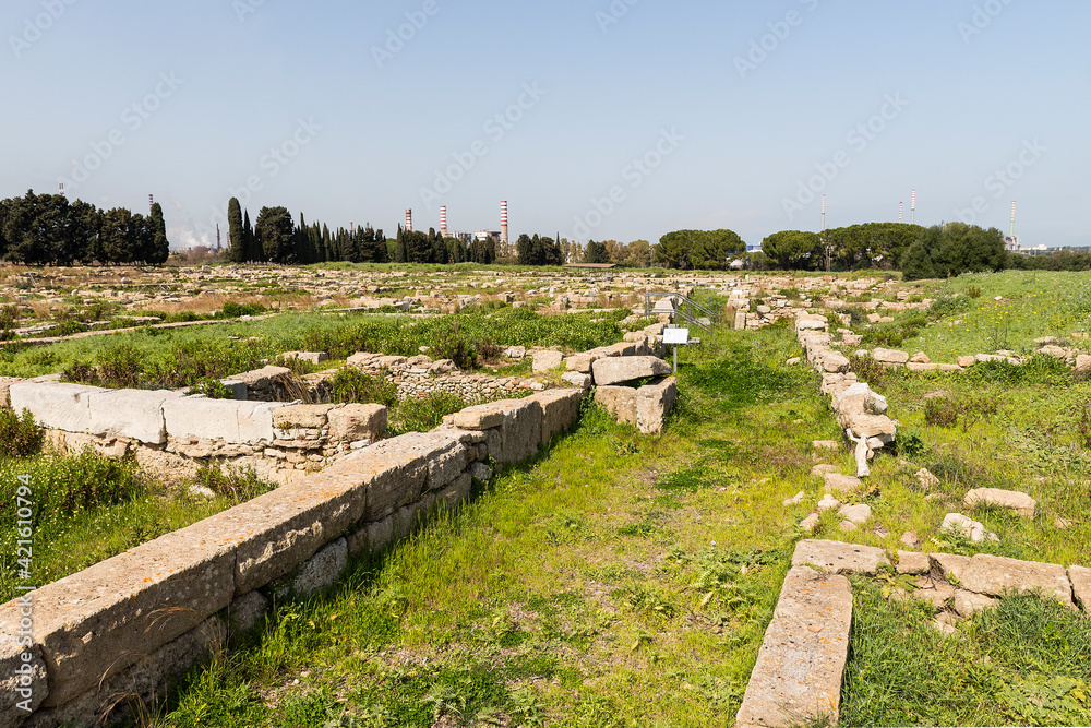 Natural Sceneries of The Archaeological Area of Megara Iblea in Province of Syracuse, Sicily, Italy.