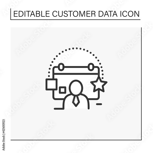 Customer events line icon.Emphasize biggest achievements, present new products or keep good contact with your customers and partners.Customer data concept. Isolated vector illustration.Editable stroke