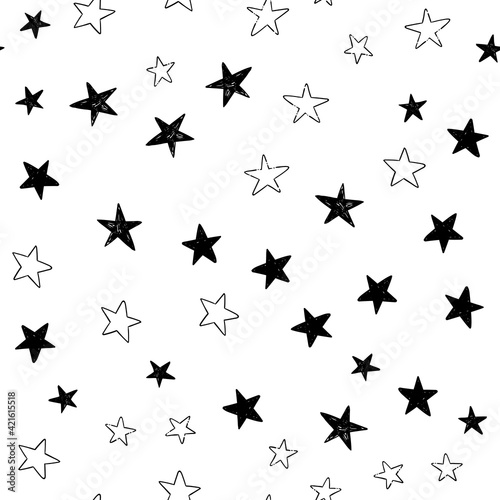 Star doodle seamless pattern. Background texture.