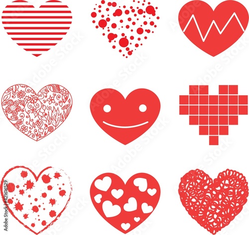 Vector hearts iconr set. photo