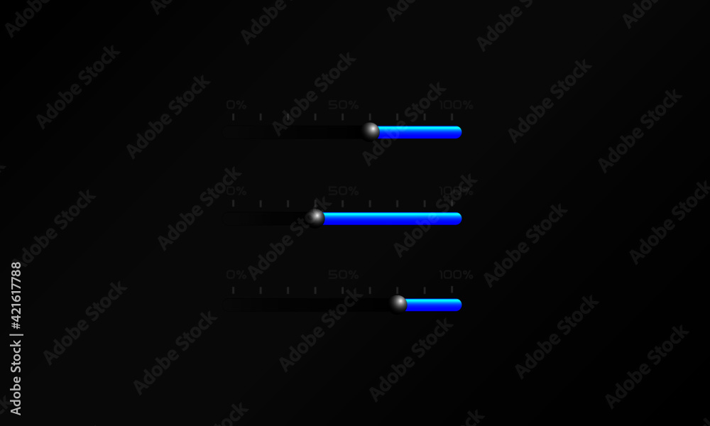 Audio device Volume control sliders on panels Graphic Element EQ with