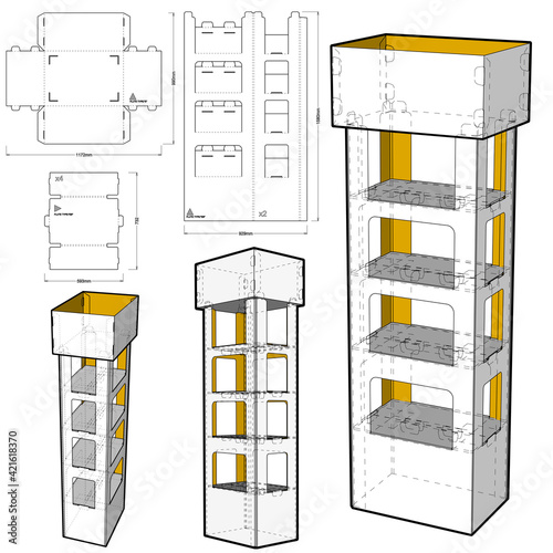 Box for Display Stand and Die-cut Pattern