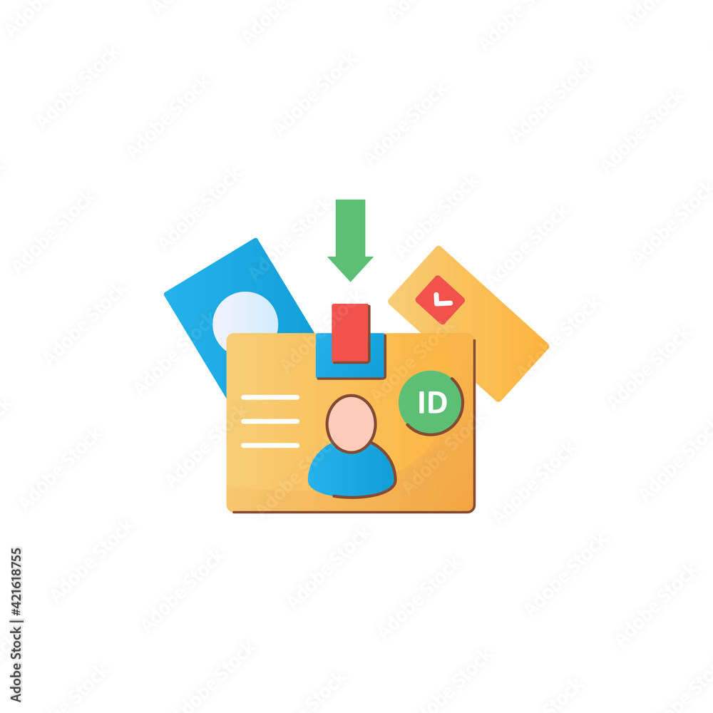 Voter id flat icon. Verified voter. Social security card number. Choice