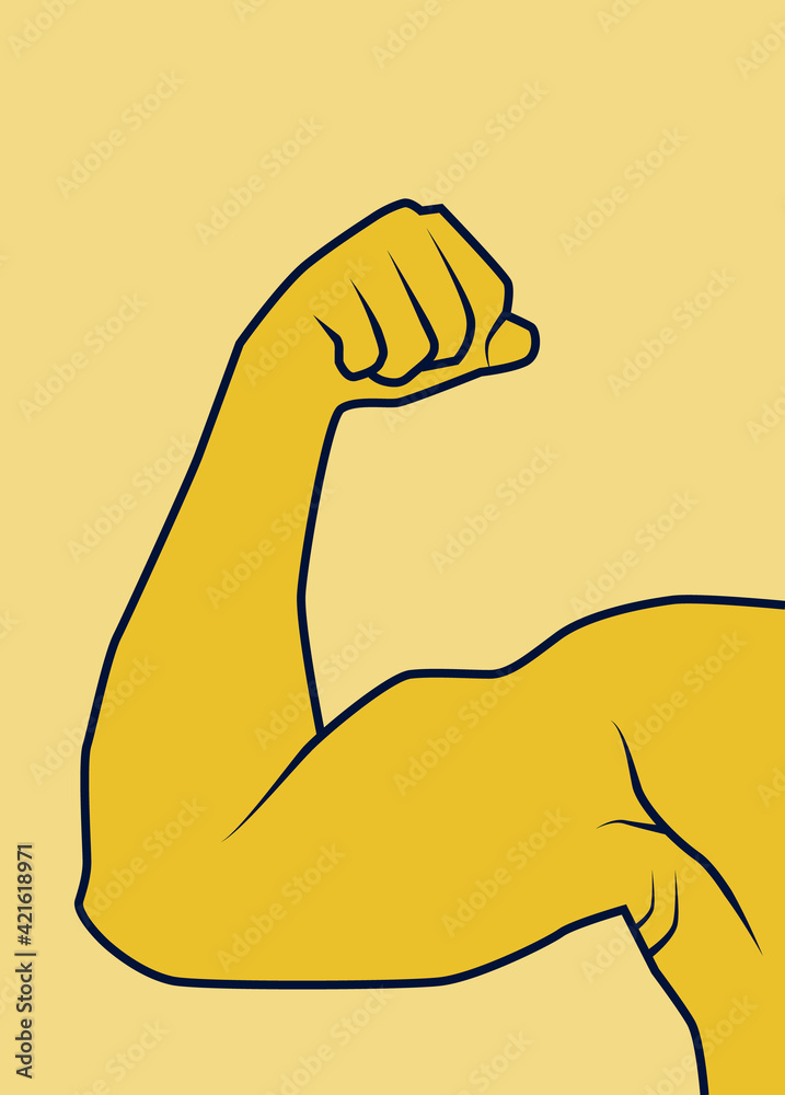 Anatomical Arm Bent At the Elbow. Hand Fight Symbol. Muscular Arm