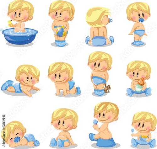 Vector illustration of baby boys
