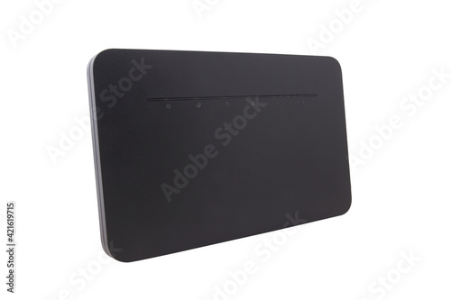 black internet router - modem isolated on white background