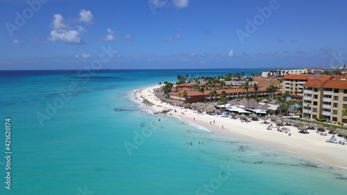 Fototapeta Naklejka Na Ścianę i Meble -  Beach in Aruba drone perspektive