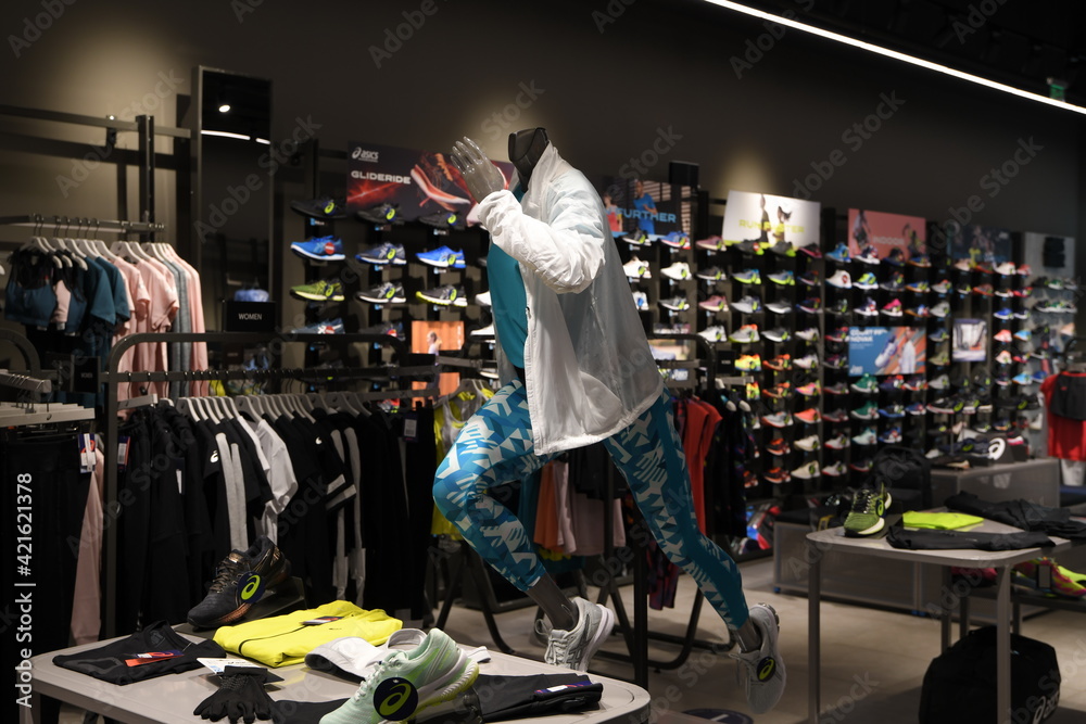 Skopje, North Macedonia - March 12, 2021: Asics store in Skopje, North  Macedonia. Asics is a Japanese multinational company which produces  footwear and sports equipment Stock Photo | Adobe Stock