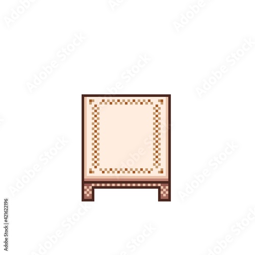 Furniture pixel art. Table pixel art. Vector illustration.