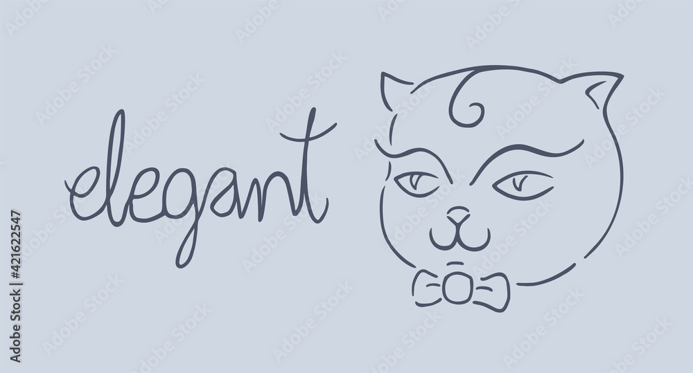 Elegant cat with tie draw Elegant cat with tie draw