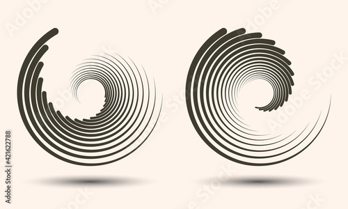 Abstract rotated lines in circle form as background. Design element for prints, logo, sign, symbol and textile pattern.