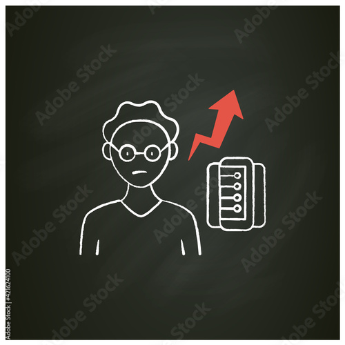 New information rate chalk icon. Rapidly increasing rate of new info. Inaccurate, fake info. Information overload concept. Isolated vector illustration on chalkboard