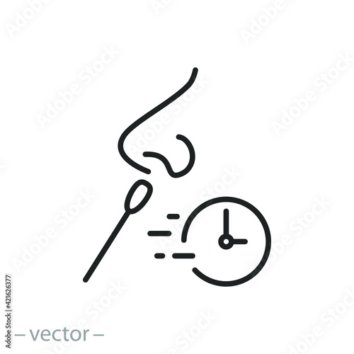 fast test coronavirus icon, quickly medical control, diagnosis virus covid19, laboratory analysis, thin line symbol on white background - editable stroke vector