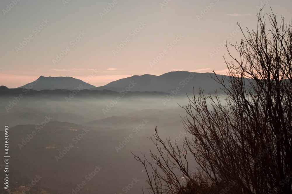 Fototapeta premium Foggy landscape in Tavertet