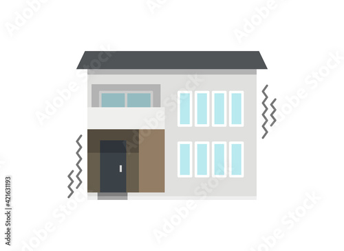 地震 余震 災害 家が揺れる
Illustration of an earthquake. The house shakes. Earthquake countermeasures. 