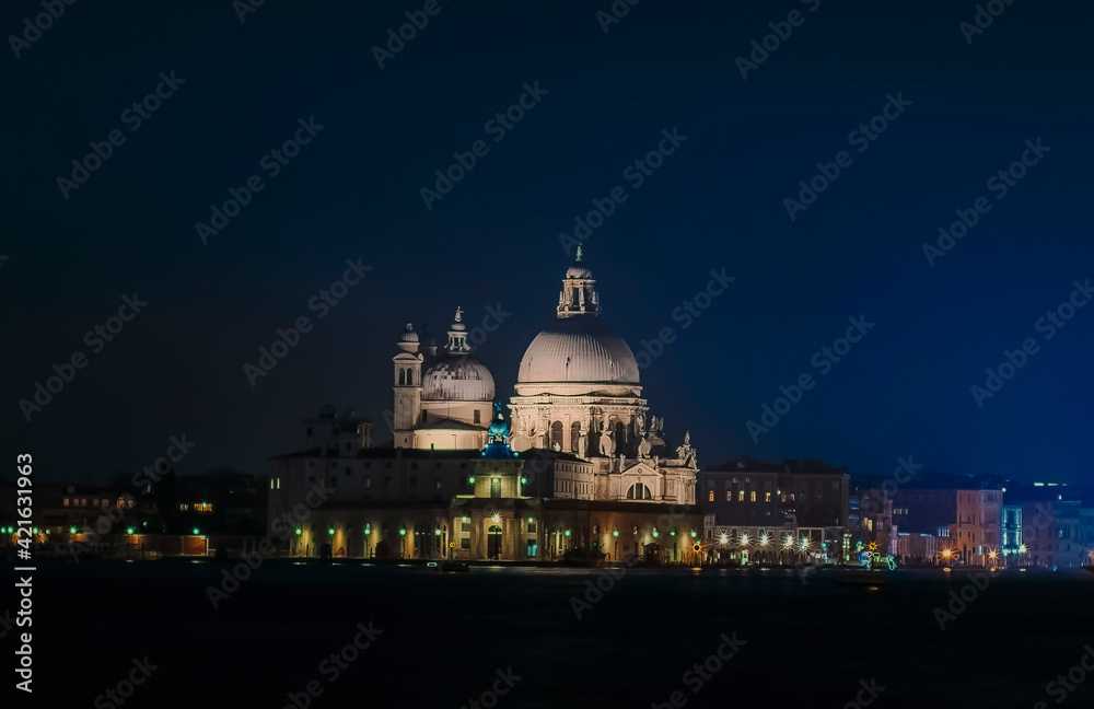 overview of the Basilica of Saint Mary of Health (Basilica di Santa Maria della Salute) - Venice, Veneto, Italy, Europe