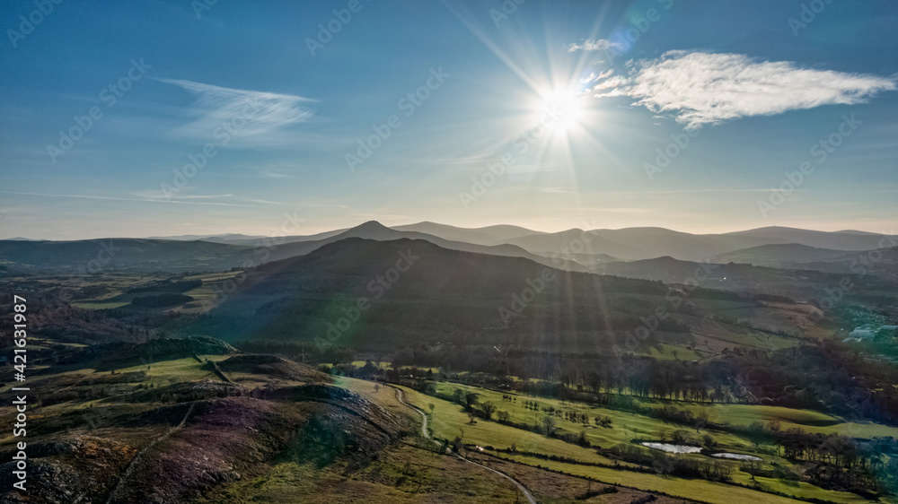 Fototapeta premium Landscape photos at Bray Head, Dublin, Ireland. Walking trail to Greystones, beautiful sunny day, followed by sunset