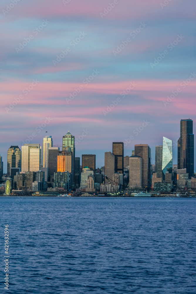 Washington State, Seattle. Skyline at Sunset