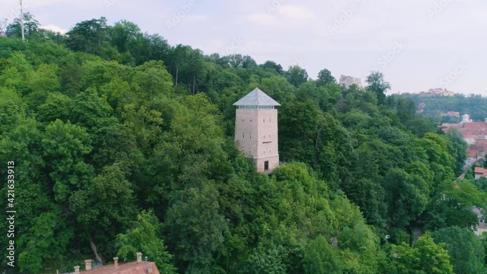 Black Tower a fort of Braşov, Romania The tower located on a large rock in the forest. Beautiful medieval tower in Romania, Europe. Panoramic view of the city Black Tower a fort of Braşov, Romania The tower located on a large rock in the forest. Beautiful medieval tower in Romania, Europe. Panoramic view of the city