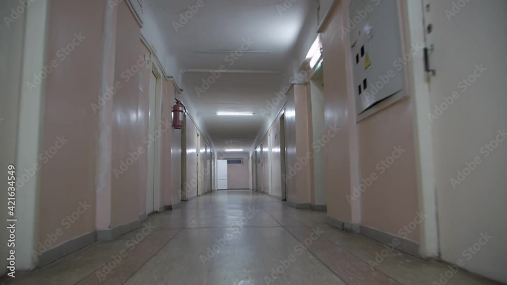 The old corridor push in forward camera movement empty interior quarantine The old corridor push in forward camera movement empty interior quarantine