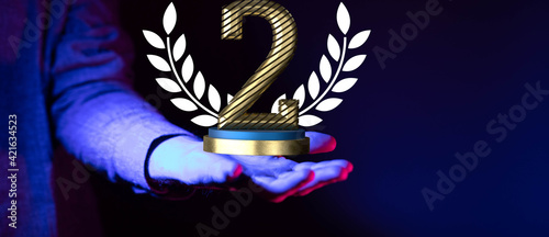 2nd award place in hand dark