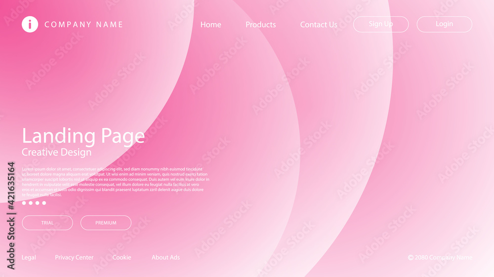Fototapeta Abstract Modern Background with Soft Pink Color Gradient and Circle Element for Website Landing Page