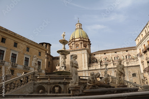 Fontana Pretoria and Chiesa di Santa Caterina d'Alessandria in Palermo, Sicily Italy © ClaraNila
