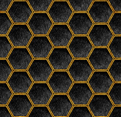 Stickers Industriële stijl patronen Geometrisch zeshoek patroon goud zwart  © JuAngelArts