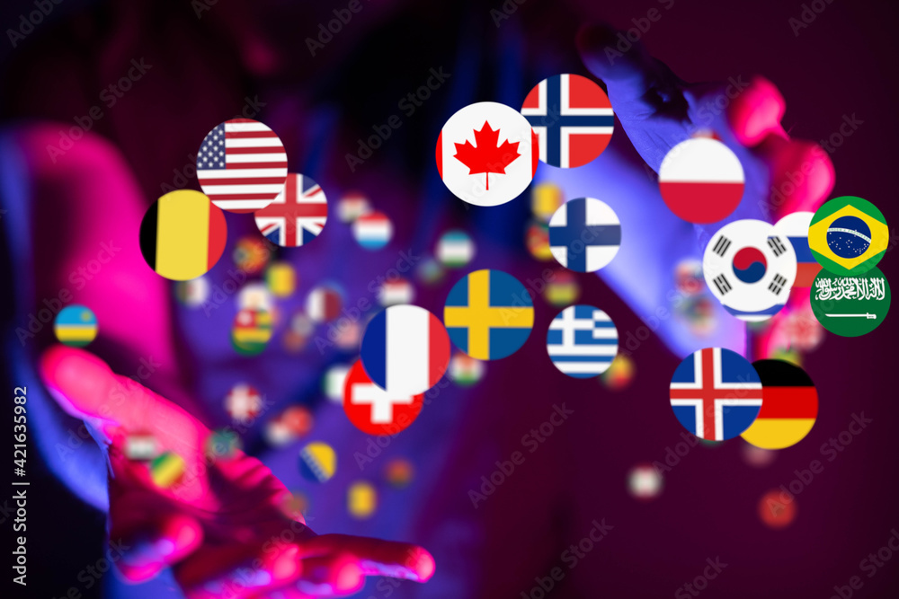 Obraz premium Globe International World Flags.