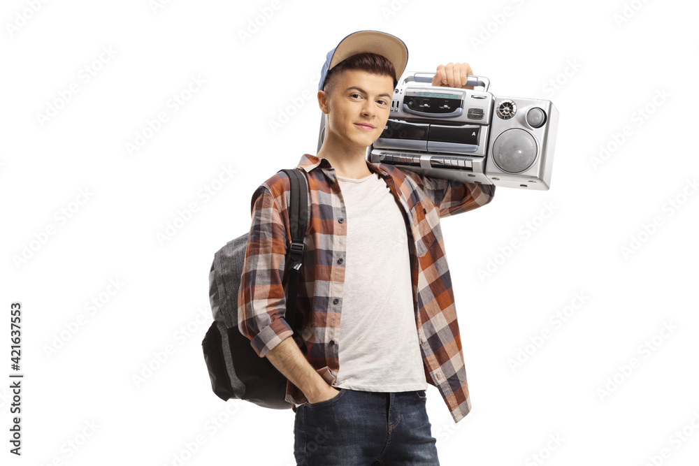 Guy with a boombox on his shoulder