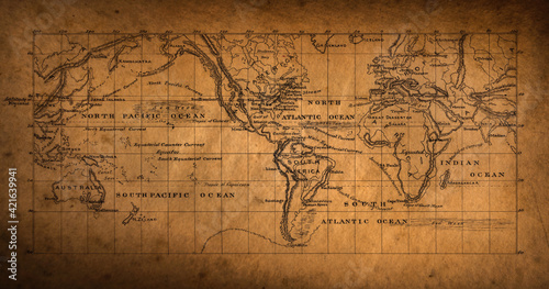 19th century map of the world