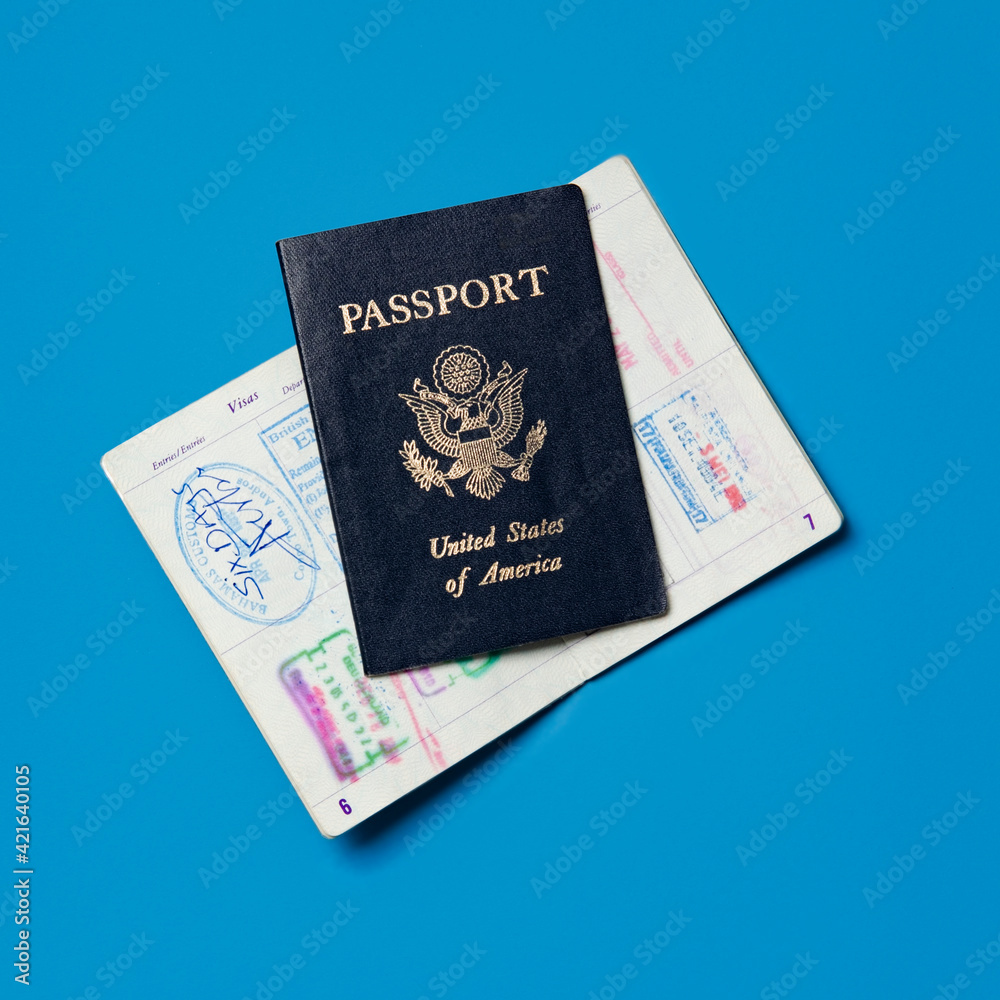 Studio shot of American passport Studio shot of American passport