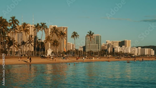 Magic Island Lagoon, Ala Moana Regional Park, Honolulu, Oahu, Hawaii photo