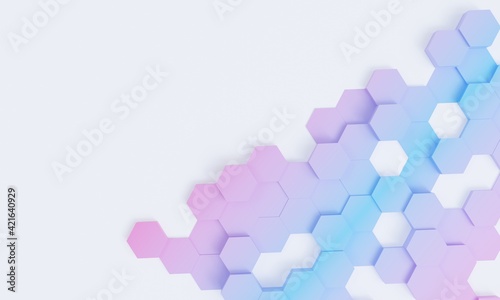 Half hexagon abstract background with half hexagon. 3D Render.