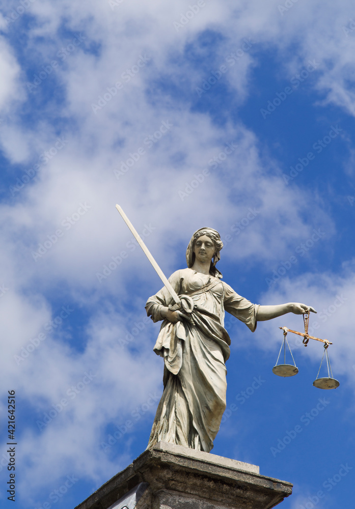Scales of justice statue on the Dublin castle Scales of justice statue on the Dublin castle
