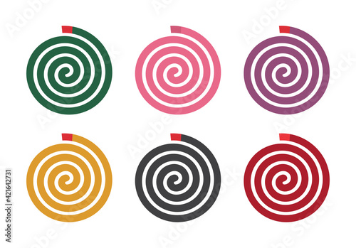Set of mosquito coil with different color, isolated on white background, vector illustration design