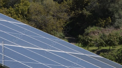 Solar panel in the field a sunny day photo