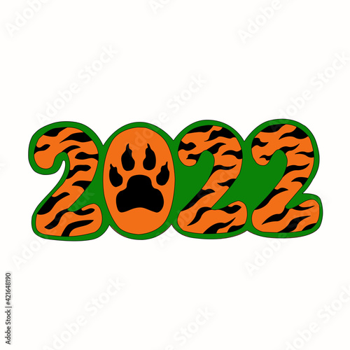 Tiger stripes 2022 illustration, drawing tiger skin of the year 2022. logo of the year of the tiger according to the Happy Chinese new year
