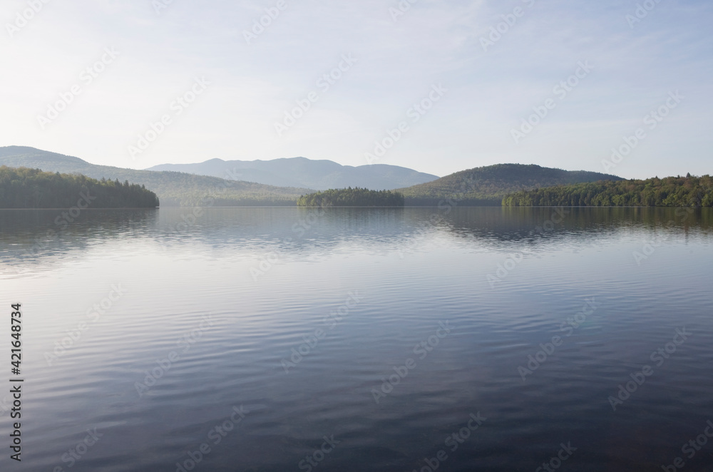 USA, New York State, Adirondack Mountains, Lake Placid in morning USA, New York State, Adirondack Mountains, Lake Placid in morning