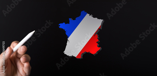 Foto france map of the country 3d in hand