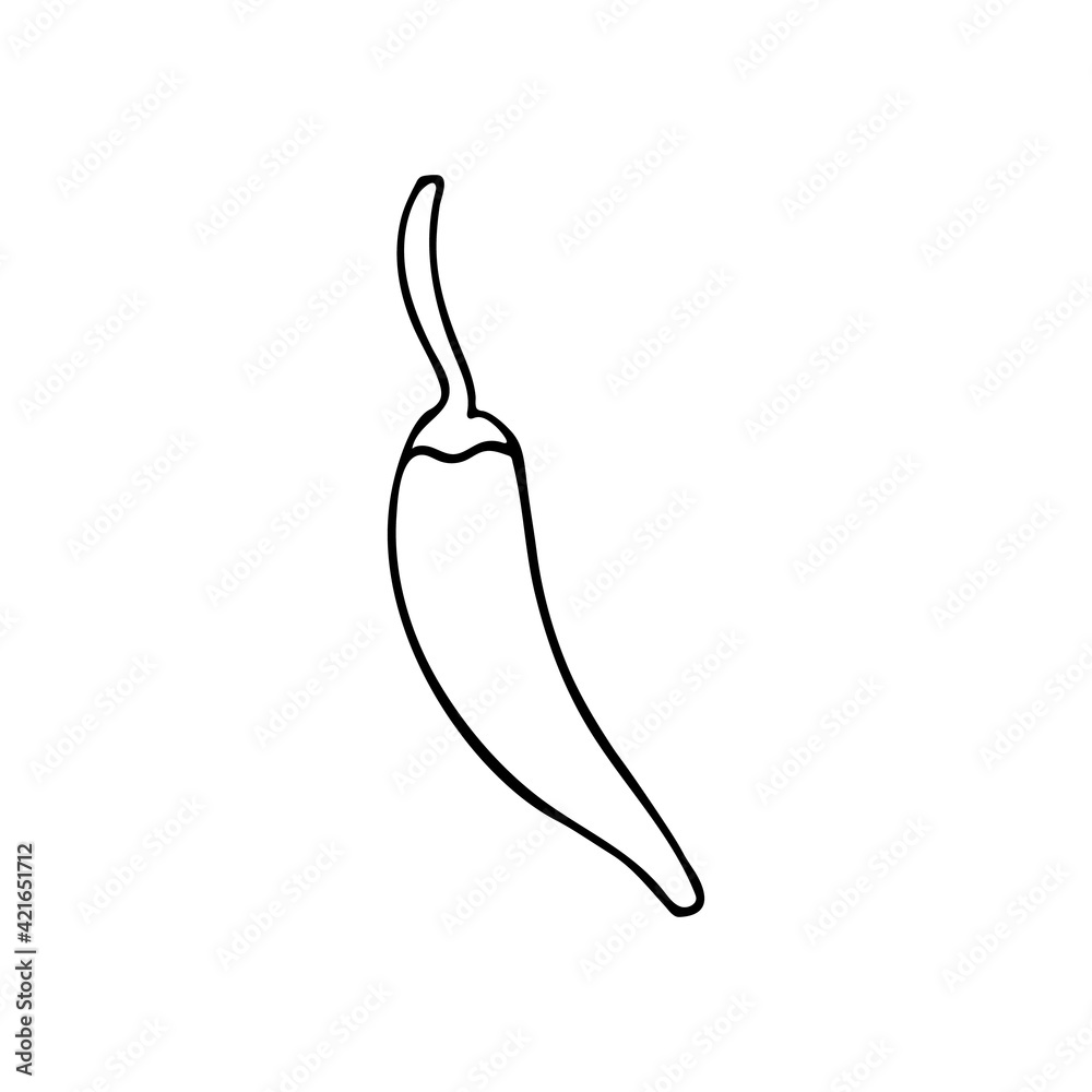Doodle chilli pepper illustration in vector. Hand drawn chilli pepper illustration in vector. Doodle chilli pepper icon Doodle chilli pepper illustration in vector. Hand drawn chilli pepper illustration in vector. Doodle chilli pepper icon