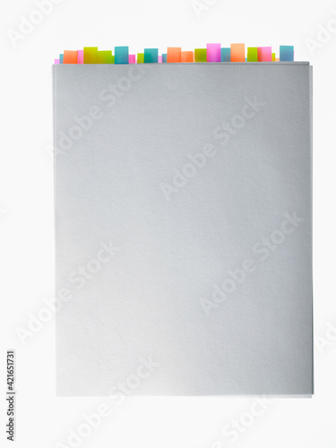 Studio shot of book edge with index cards