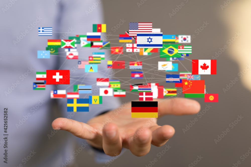 World map with all states and their flags,3d render. World map with all states and their flags,3d render.