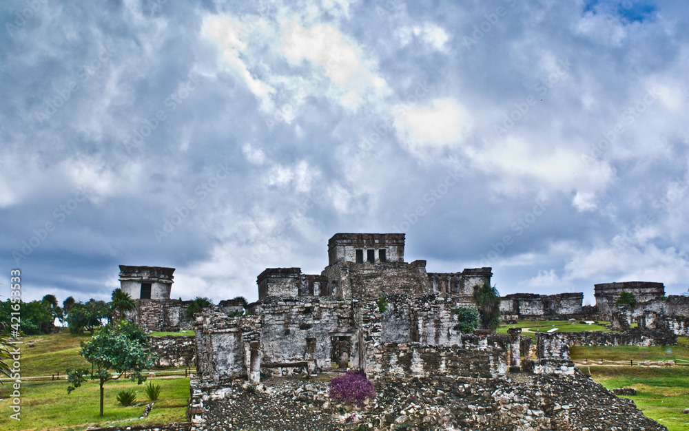 Angry Sky over Tulum Ruins in Mexico